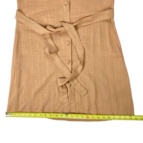 Girl And The Sun Dress Womens Size Medium Tan Linen Button Front Summer Mini - Picture 13 of 16